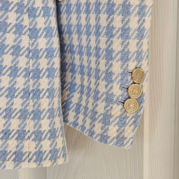 Zara Double-Breasted Blazer‎ Jacket in Blue Check Plaid Princess Kate Sz XS - Picture 6 of 16